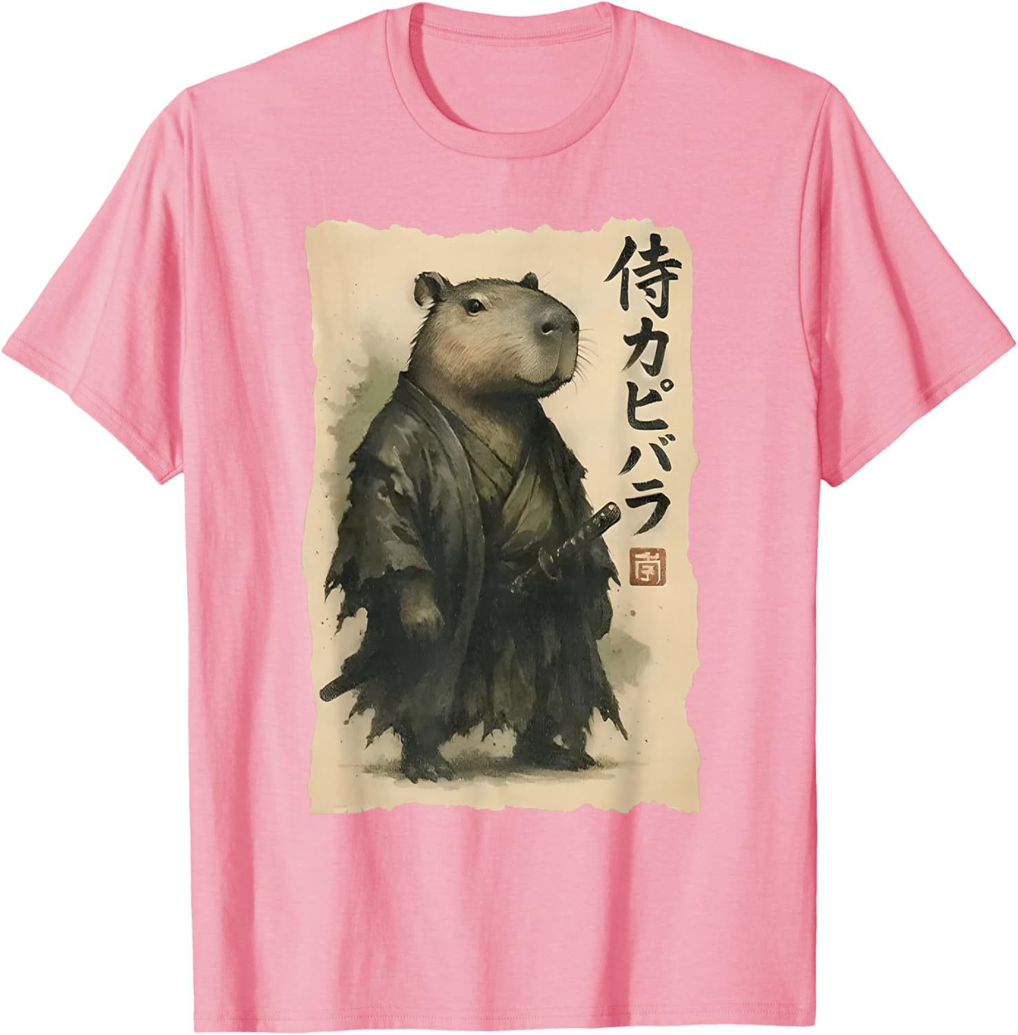 Samurai Capybara Funny Capybara Japanese Animal T-Shirt XL