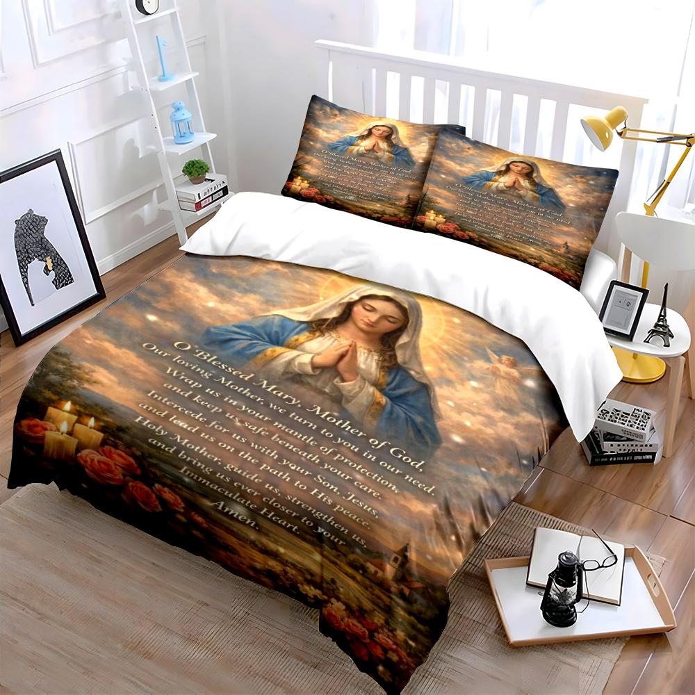Holy Mary Prayer Bedding Set Design Bedding set (1 duvet cover, 2 pillowcases, duvet not included)