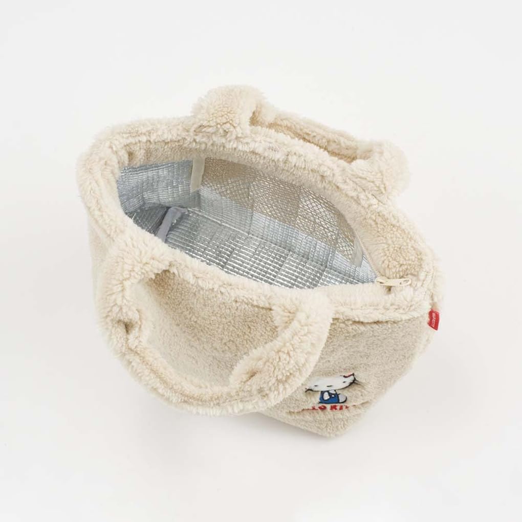 Skater Isoliertische Tasche mit Boa 30cm x 12cm x Weich Geeignet für Erwachsene und Sanrio Hello Kitty Stoff, 18cm, Stylisch, Niedlich, Stoff, Groß, Kinder,