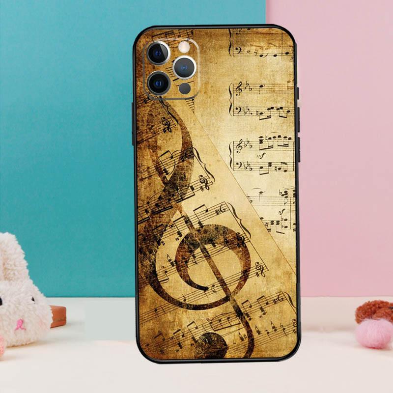 Musiknot Symbol Piano Telefonfodral För iPhone 17 Air 16 15 14 12 11 13 Pro Max 12 13 mini 15 16 Plus 16e Fodral Coque