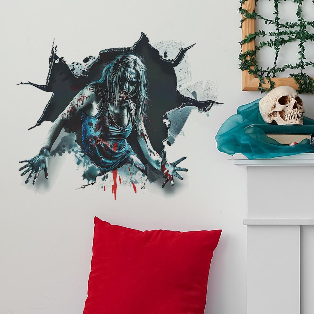 Halloween Broken Wall Thriller Female Ghost Holiday Decoration Bedroom Living Room Beautify Wall Stickers