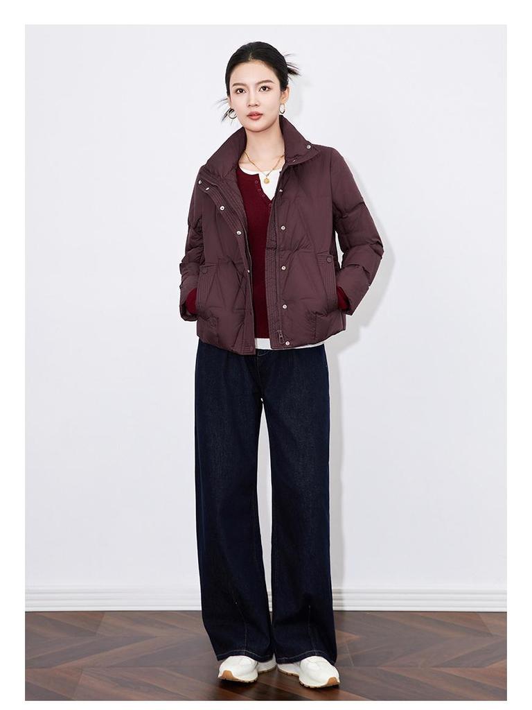 Popular Stand-up Collar 90% White Duck Down Fashion Temperament High-neck Short Down Jacket Women's Winter Jacket