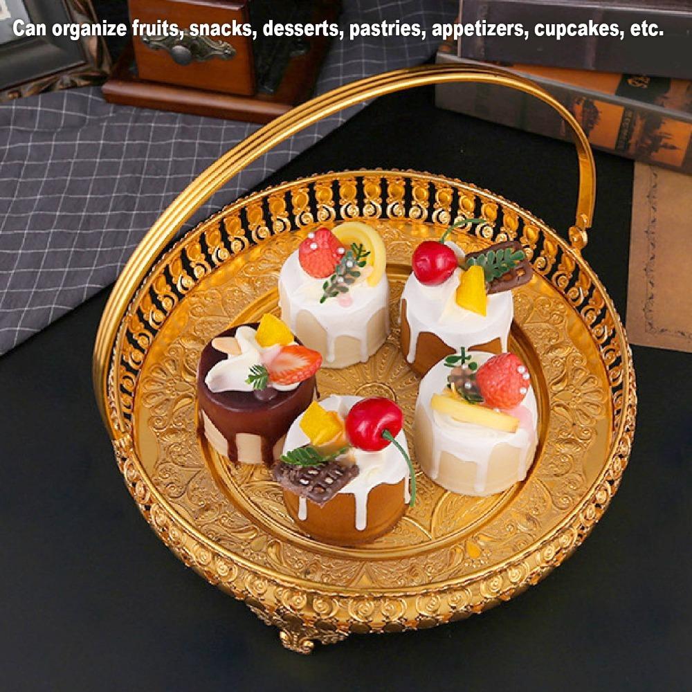 Round Fruit Tray Alloy Serving Tray Platters Cake Plate Living Room