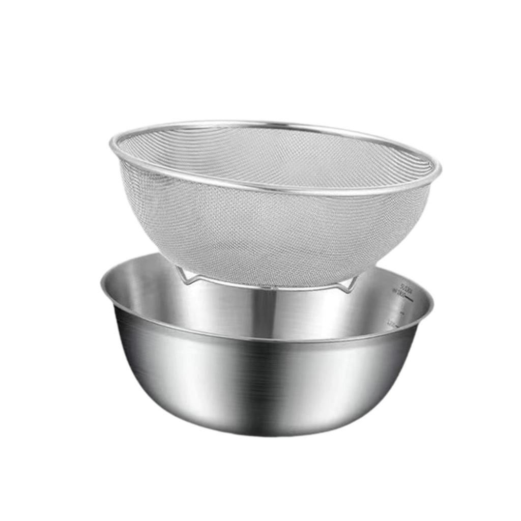 Stainless Steel Colander Basket with Basin Fine Mesh Strainer and Food Strainers Set