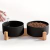 3pcs/set (1pc rack + 2pcs bowl) Non-Slip Ceramic Double Pet Food Bowl for Cats and Dogs - Prevents Spills and Slips