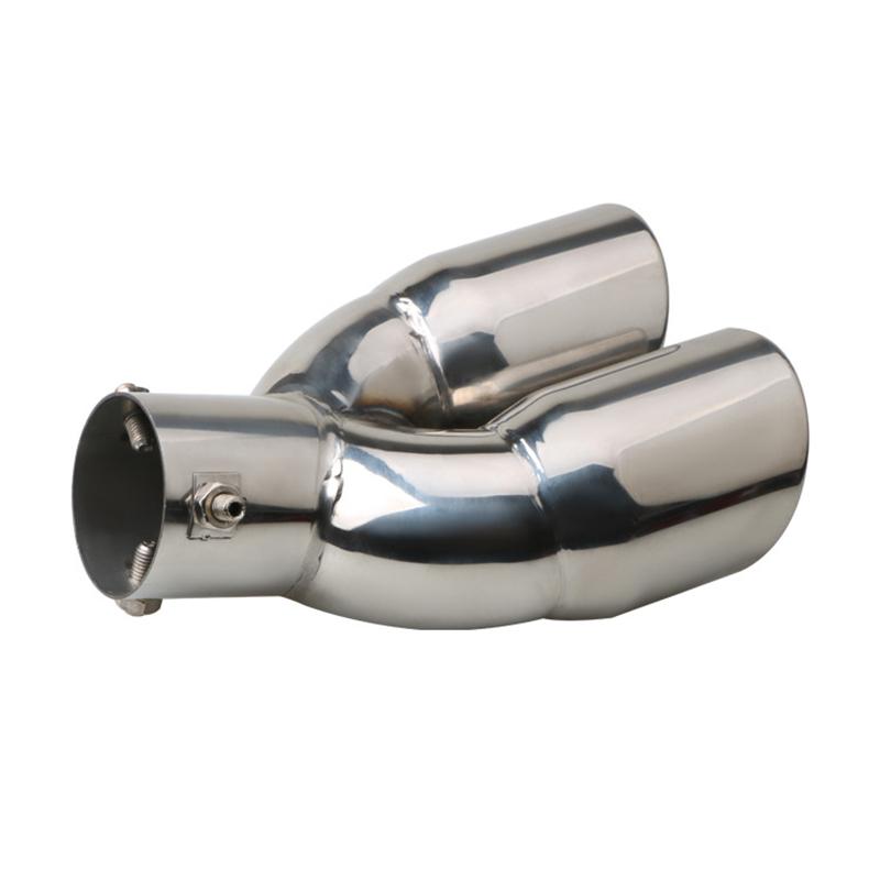 1Pc Universal Car Exhaust Muffler Tip Round Stainless Steel Car Tail Rear Chrome Round Exhaust Pipe Tail Muffler Tip Pipe Silver