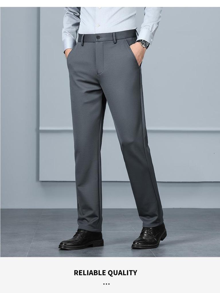 Tide Men's Lamb Wool Casual Straight-Leg Pants for Autumn/Winter - Business Casual Style