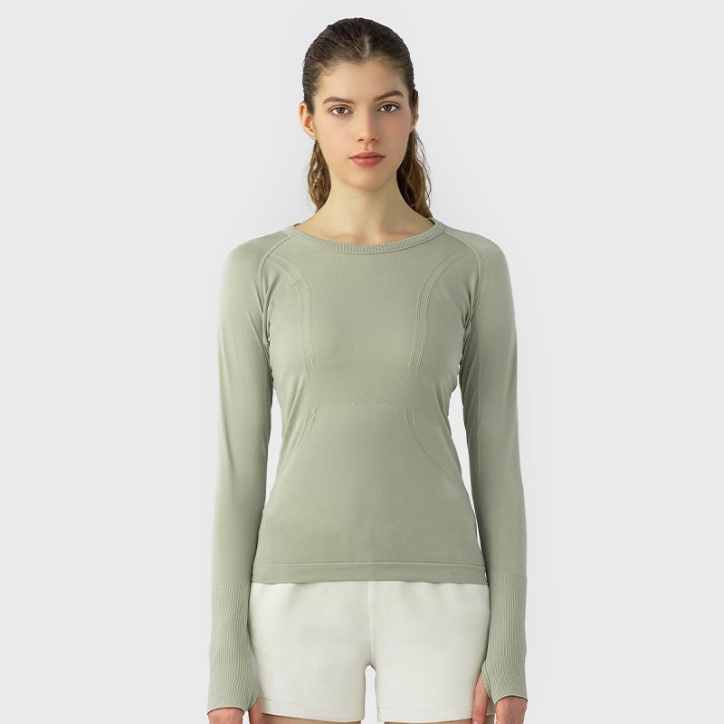 

Новая футболка с круглым вырезом и длинными рукавами, рубашки для йоги, цветная нижняя рубашка, тонкий многослойный внутренний топ, универсальная женская футболка для похудения 10 зелёный