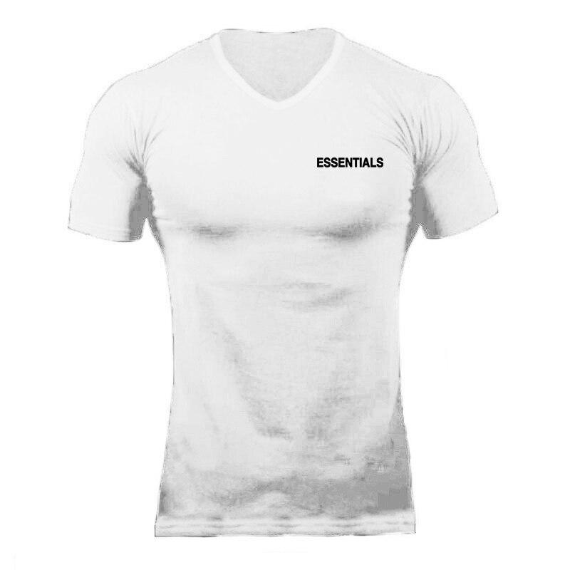 

Muscleguys Мужская спортивная одежда Молодежный красивый Летняя мужская дышащая и приятная для кожи футболка с v-образным вырезом с короткими рукавами, облегающая мужская одежда XXL белый