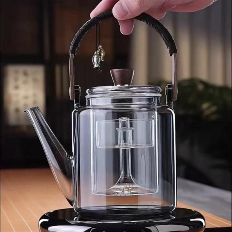 1000ml Heat Resistant Glass Tea Kettle With Steaming And Boiling Infsuer Filter Inner Liner Cooker Tea Brewing Health Tea Utensi