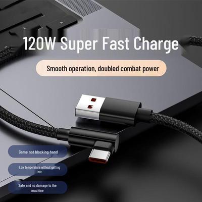 120W Super Fast Charging 6A Type-C Cable for Huawei Honor Phones with Gaming Elbow Design
