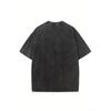 European sizes Men'S Vintage Washed  T-Shirt- Black Circle Print Street Style, Loose Fit Crew Neck,  Daily Comfort, Breathable Fabric