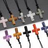 Agate Crystal Cross Necklace - Semi-Precious Stone Sweater Chain, Perfect Thanksgiving Gift.