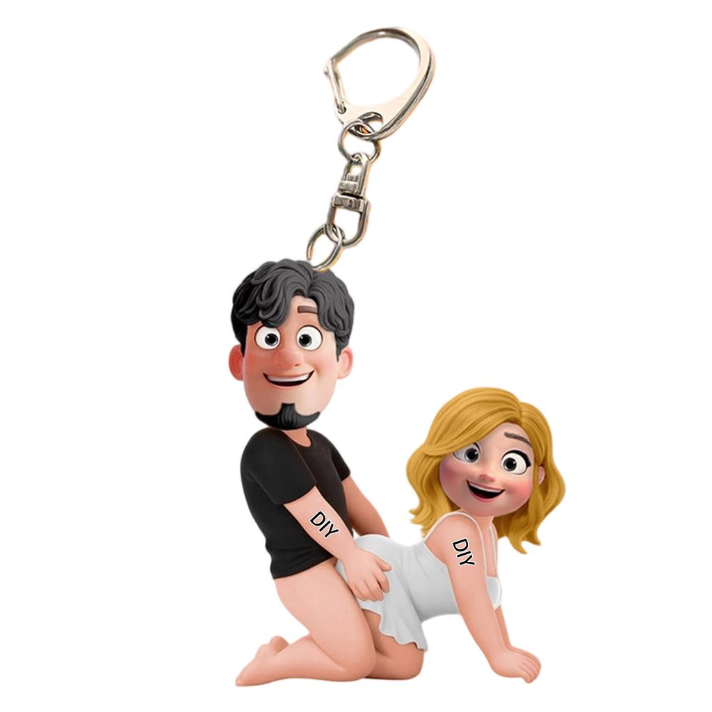 Personalized Couple Keychain - Gifts For Couple Funny Boyfriend Girlfriend Husband Wife Anniversary Valentine Day Gag Present Key Ring,2D,