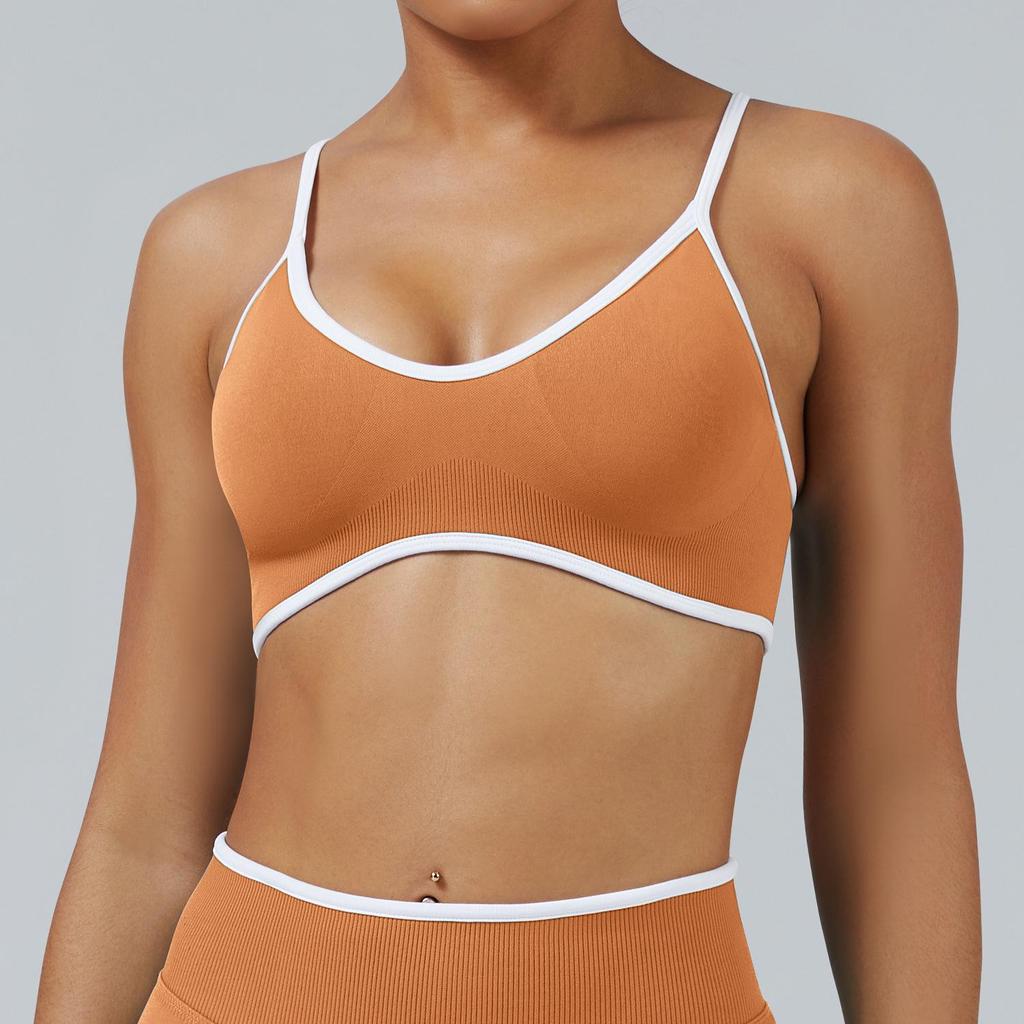 Colorblock Cross-Strap Shockproof Sports Bra for Yoga and Outdoor Fitness