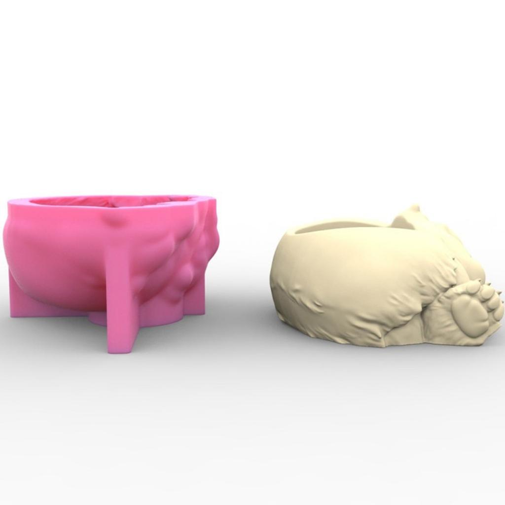 Niedliche schlafende Tierform Pflanzgefäß Vase Formen Zementformen Silikonmaterial für Handarbeit Sukkulentenpflanze Blumentopf