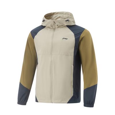 Fitness Serie Freizeit Bequem Einfach Mit Kapuze Reißverschluss Farbblock Atmungsaktiv Sport Windjacke Herren Oberbekleidung Küsten-Grau AFDV753-5