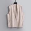 Men's Summer Plus Size Thin Section Linen Sleeveless Vest Vintage Disk Buckle Loose Tops