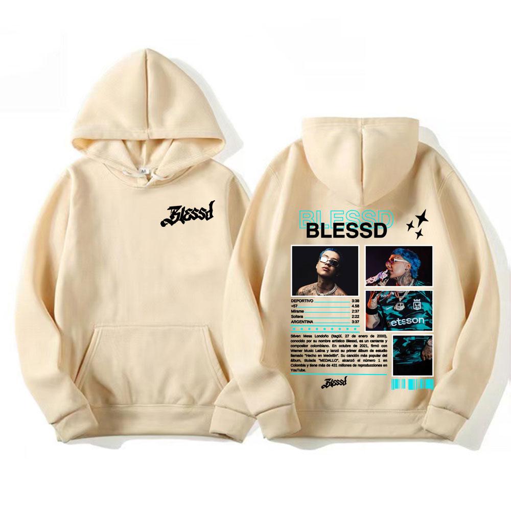 Rapper BLESSD BENDECIDO 2025 Tour Cover Hoodies Men Women Fashion Hip Hop Pop Music Street Sweatshirt Oversized Fleece Pullovers
