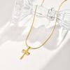 Vnox Compact Cross Pendant Necklace For Women, Stainless Steel Gold Color Religion Charm Choker Jewelry Lucky Gift