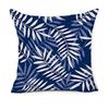 Blue Geometric & Floral Pattern throw pillow cover with short plush print for living room sofa decoration cushion cover