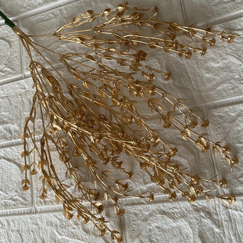 Artificial Golden Eucalyptus Hydrangea Fan Leaf Fake Flower Wedding Photography Home Hotel Ginkgo Leaves Plant Accessories Decor