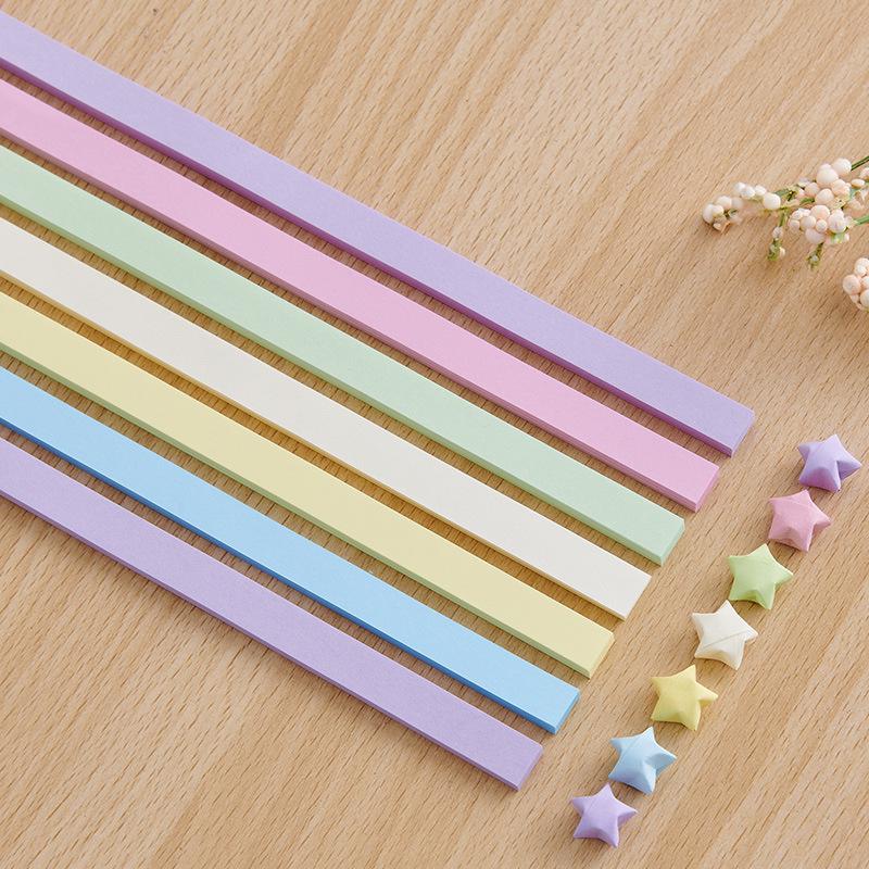 Sada papíru na origami hvězdu v přechodových barvách s lahvičkou přání