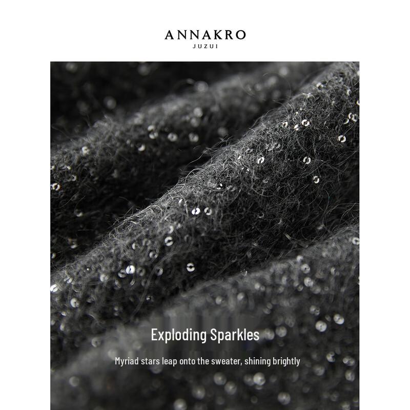 JUZI Annakou Women's Twinkling Stars Mohair Wool Sequin Knit Cardigan