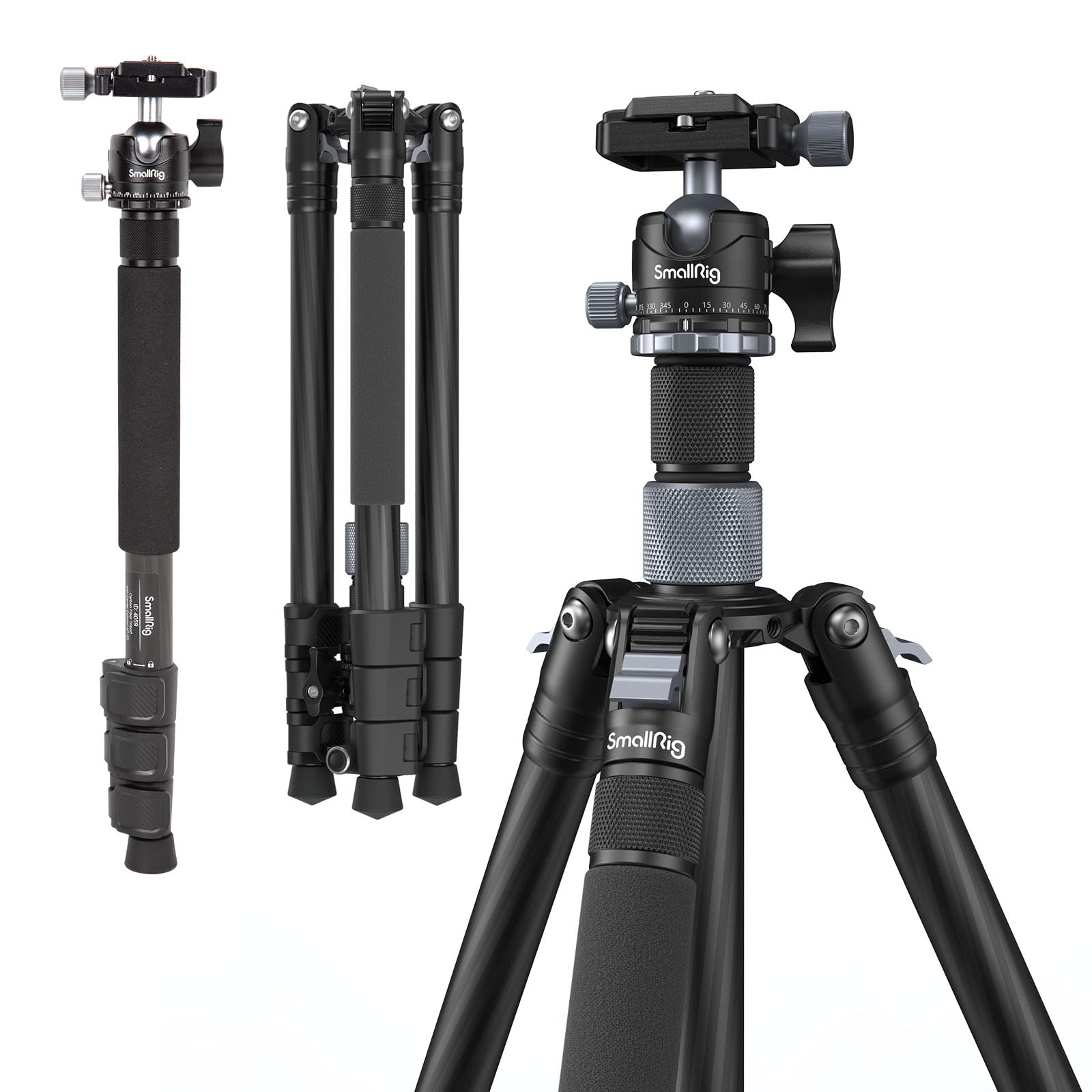 

SmallRig Carbon Fiber Tripod with Center 12kg Weight 158cm Low Center of Panoramic Quick Professional Camera Tripod for Digital Cameras and Includes