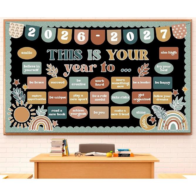 This is Your Year Bulletin Board Set New Year Boho Motivational Classroom Decoration Retro Boho pirational Welcome Back to School Bulletin Board