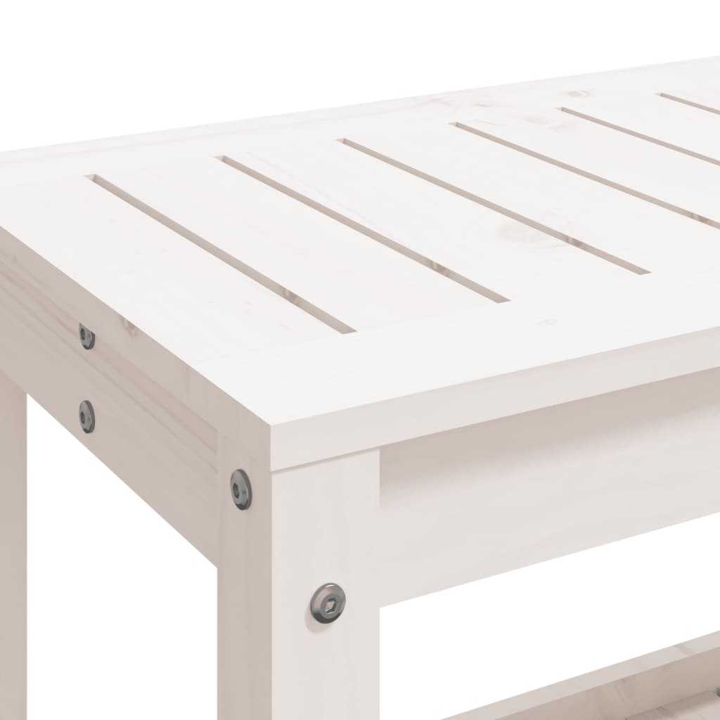 Garden Bench White 108 x 35 x 45 cm Solid Pine Wood