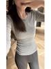 Black Slimming Long-Sleeve Women's T-Shirt, 2025 New Style for Autumn/Winter, Wear as Inner or Outer Layer.