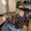 Floral Chiffon Shirt Women's Summer New Design Niche Shirt French Chic Short Top
