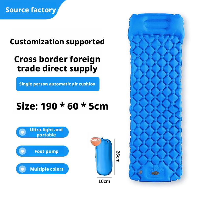 40D Nylon Waterproof Ultralight Summer Air Mattress with Built-in Pump Compact Foldable Sleeping Pad for Hiking Camping