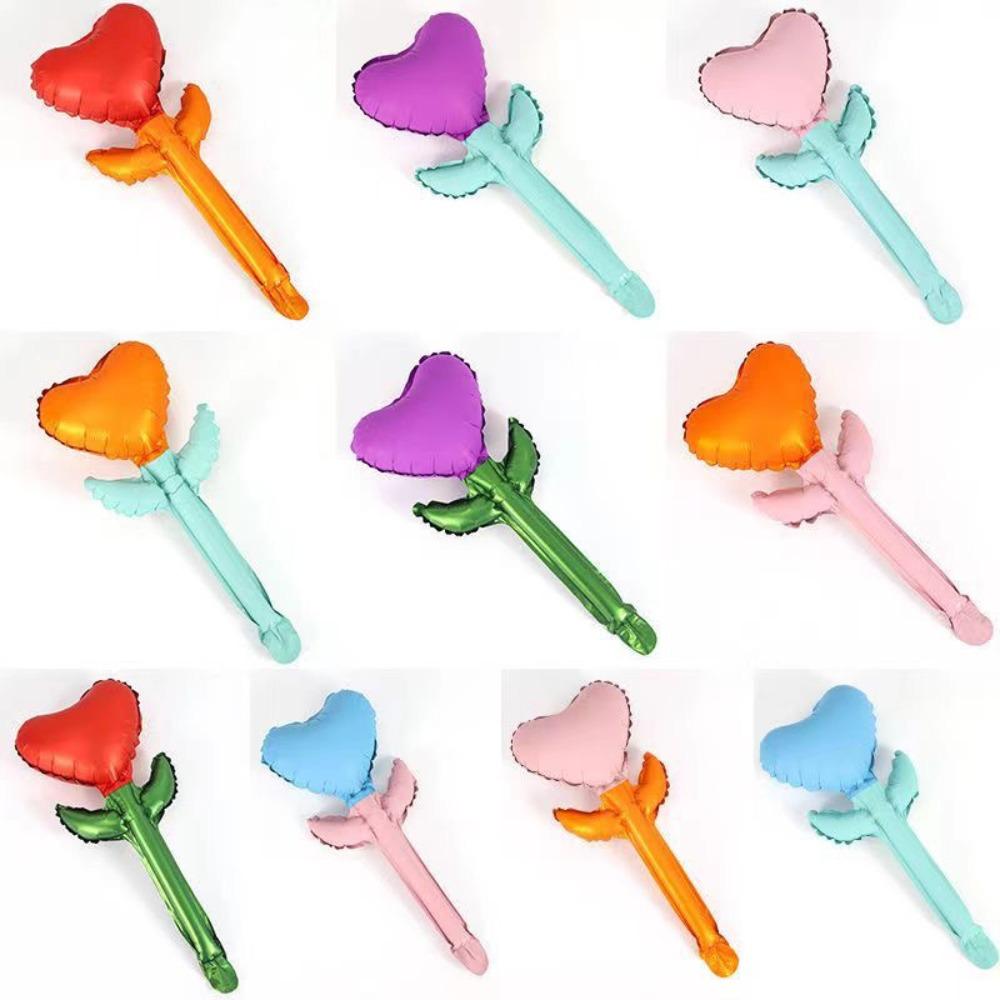 10pcs Colorful Heart Bouquet Foil Balloon Thickened Flower Balloons  Valentine's Day