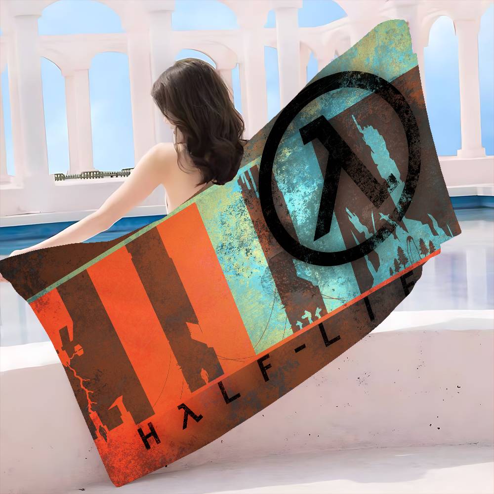 Game H-Half Life Anime Beach Swimming Towel Soft Absorbent Washcloth Children's Gifts for Kids Travel Camping Gym