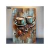 Vintage Metal Wall Art Coffee Cup with Beans Kitchen Decor Sign