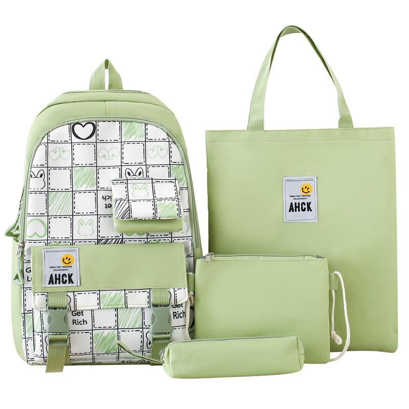 New Backpack Trendy Junior High School Students Four Piece School Bag Large Capacity Computer Bag Backpack