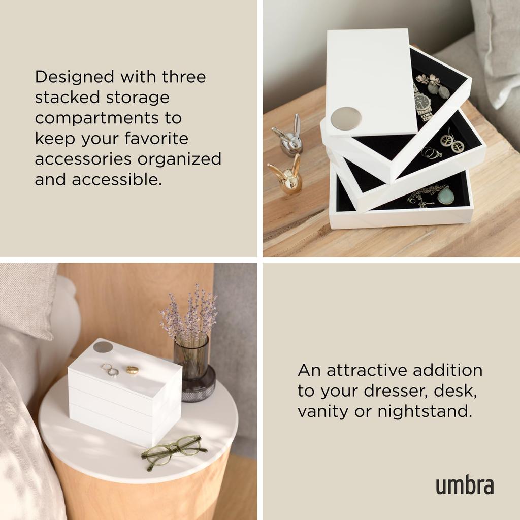 Umbra Jewelry Desktop Jewelry for SPINDLE White Storage, Box, Case, Rings, Earrings, Bracelets, Watches, Necklaces, (2308712660),