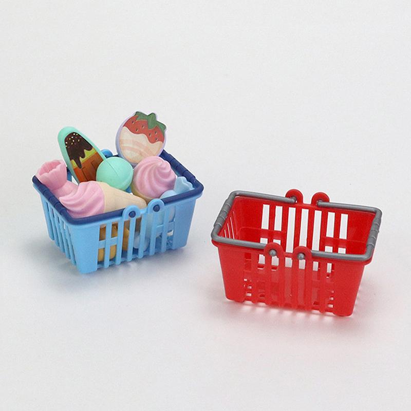 10Pcs Mini Shopping Baskets Pretend Play Toys Simulation Shopping Basket Plastic Miniature Decor Dollhouse Accessories