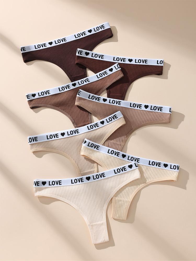 7Pcs Women Thongs Sexy Underwear Soft Panties Girls Briefs Cotton G-String Breathable Low Waist Ladies Panty Female Lingerie