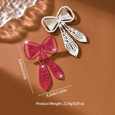 Sweet and Romantic New Super Sparkling Bow Earrings Suitable for Birthday Parties and Photos