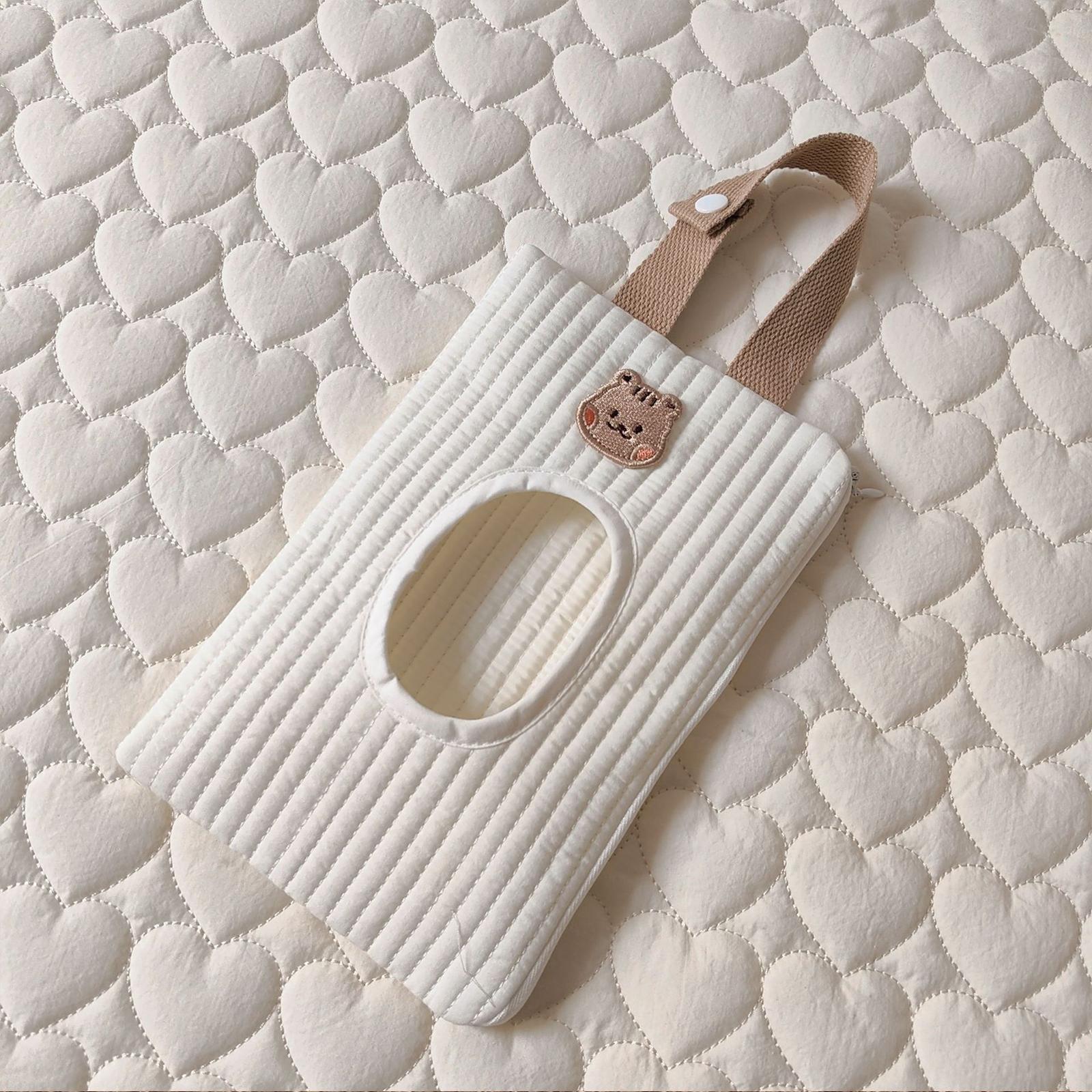 Cotton Quilted Reusable Wet Tissue Storage Bag Portable Diaper Wipe Holder for Mom Travel
