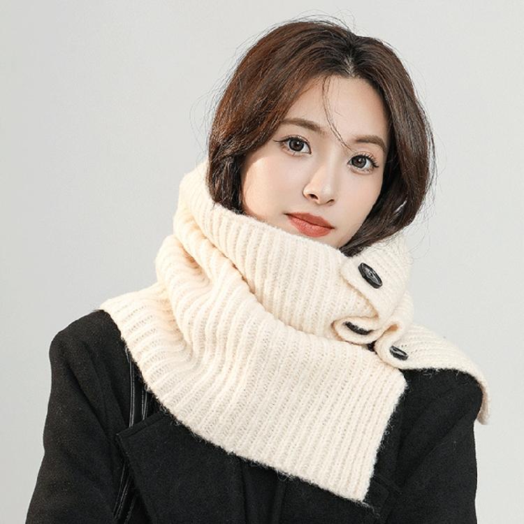 Buttoned Knitted Neck Scarf Neck Wrap for Winter Warmth Trendy Neck Gaiter Shoulder Wrap Neck Shawl for Women Travel
