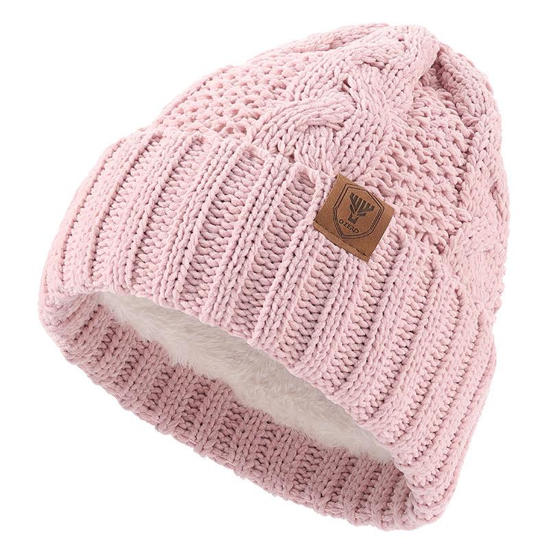 Autumn and Winter Warm Knitted Hat for Women Solid Color Ear Protection Bag Head Hat Plus Velvet Thickened Couple Outdoor Cold Proof Wool Hat