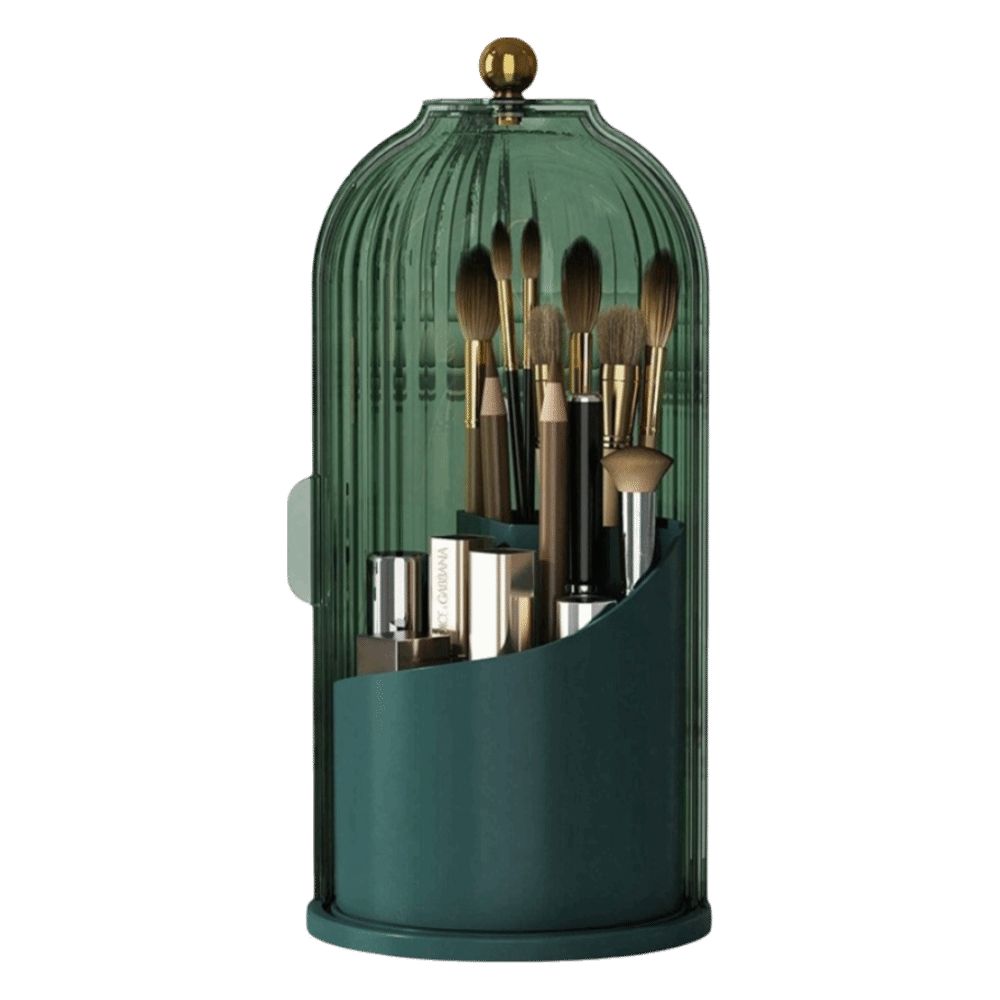 360° Rotating Makeup Brush Holder With Lid Dustproof Eyebrow Pencil Storage Box  Bathroom