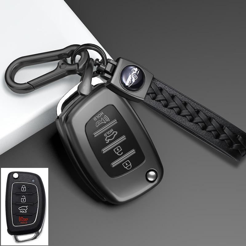 4 Bottons Filp Car Key Case Fob Cover Shell For  Hyundai Santa Fe Sonata Tucson I40 Ix45 2013 2014