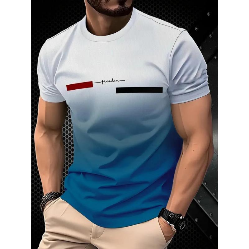 Summer Round Neck 3D MILAN Pattern Print Top Fashionable Casual Short Sleeved Men's T-shirts