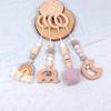 Hot Sale Wooden rainbow Stars Moon Elephant Four Piece Set Baby Hanging Toys