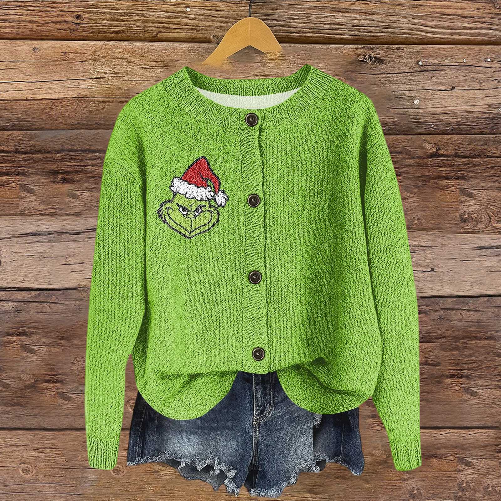 

Women s Vintage Knit Button Print Cardigan Jacket XL